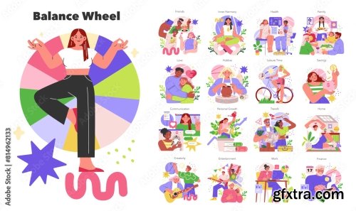 Balance Wheel Flat Vector Illustration 2 10xAI