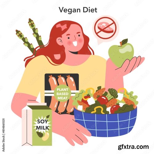 Dietary Trends Flat Vector Illustration 16xAI