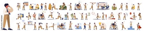 Businessman Character Set Poses And Meeting Data And Hero Character 5xAI