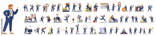 Businessman Character Set Poses And Meeting Data And Hero Character 5xAI