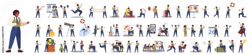 Businessman Character Set Poses And Meeting Data And Hero Character 5xAI