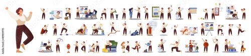 Businessman Character Set Poses And Meeting Data And Hero Character 5xAI