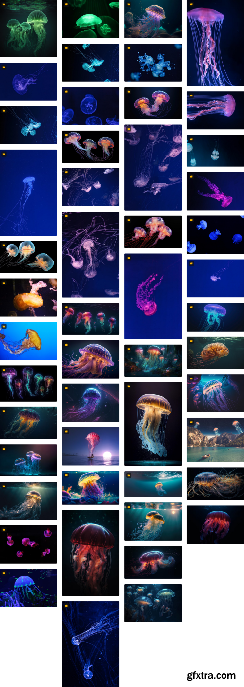 Neon Jellyfish Stock Photos 50xJPEG