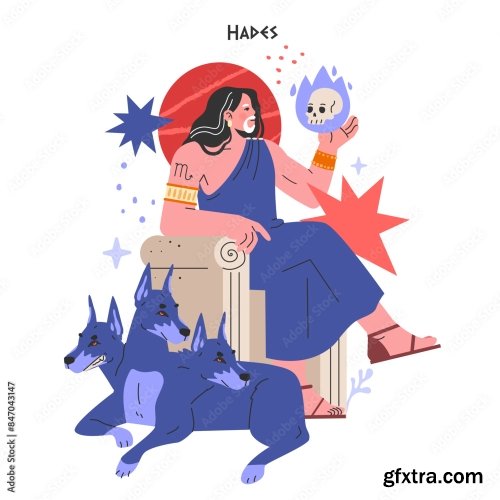 Ancient Greek Gods Flat Vector Illustration 3 9xAI