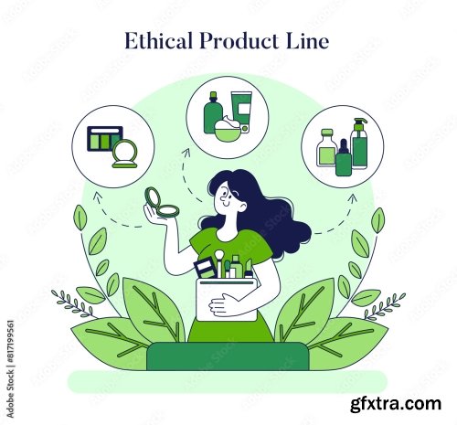 Ethical Cosmetics Flat Vector Illustration 17xAI