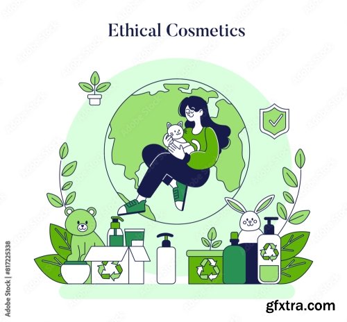 Ethical Cosmetics Flat Vector Illustration 17xAI