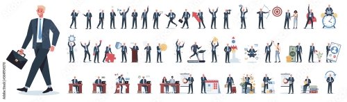 Businessman Character Set Poses And Meeting Data And Hero 6xAI