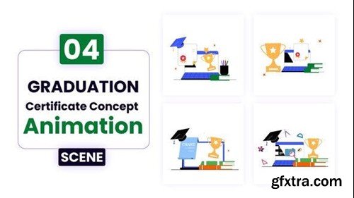 Videohive Graduation Certificate With Medal Illustration Animation 52777824