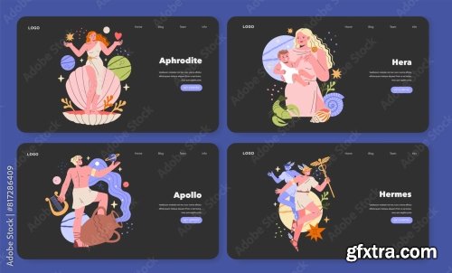 Ancient Greek Gods Flat Vector Illustration 1 10xAI