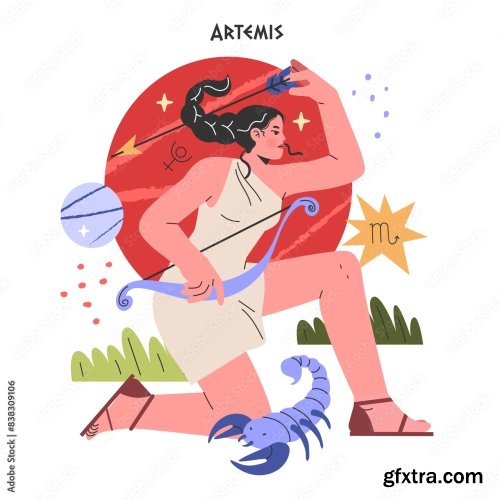 Ancient Greek Gods Flat Vector Illustration 1 10xAI