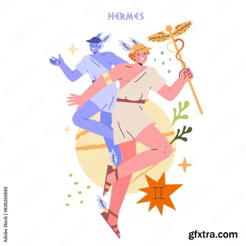 Ancient Greek Gods Flat Vector Illustration 1 10xAI