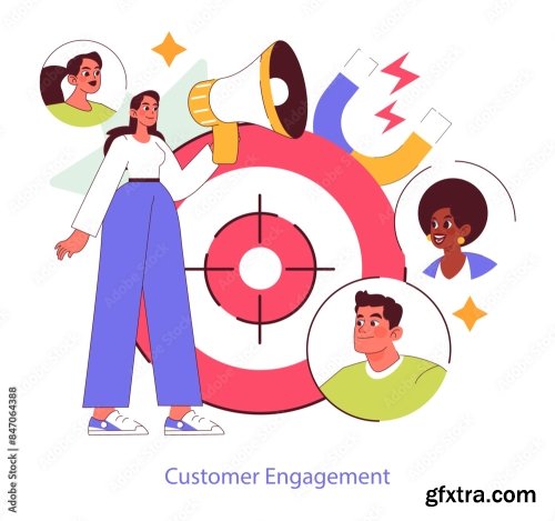 Customer Engagement Flat Vector Illustration 7xAI