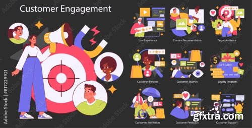 Customer Engagement Flat Vector Illustration 7xAI