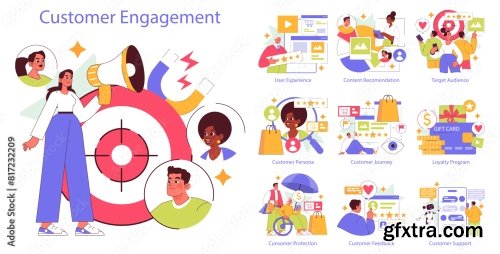 Customer Engagement Flat Vector Illustration 7xAI