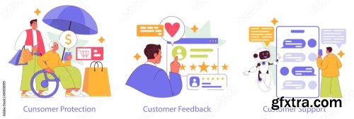 Customer Engagement Flat Vector Illustration 7xAI