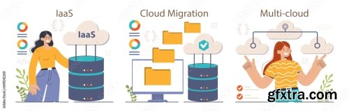 Cloud Technology Set Big Data Storage And Exchange Cloud Computing 4xAI