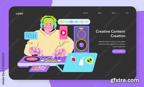 Digital Natives Flat Vector Illustration 18xAI