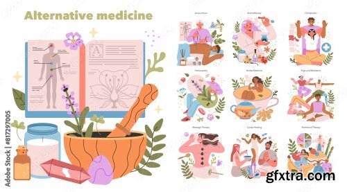 Alternative Medicine Flat Vector Illustration 6xAI