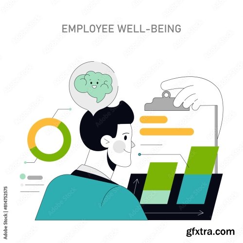 Employee Well Being Concept Vector Illustration 18xAI