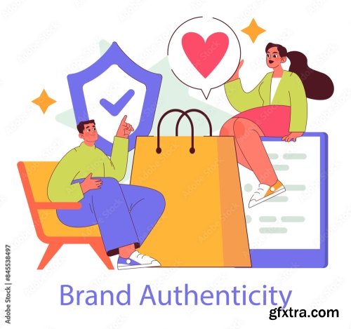 Brand Authenticity Flat Vector Illustration 14xAI