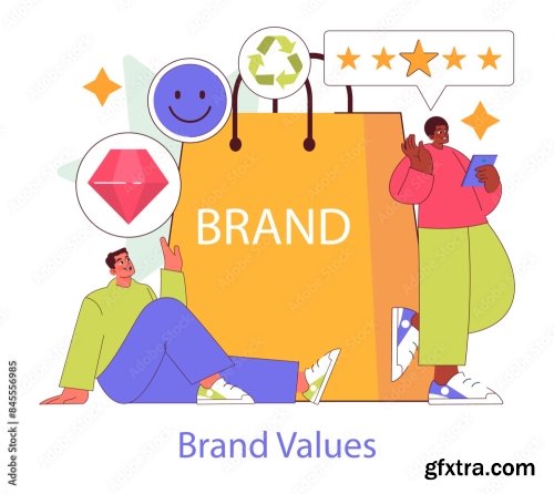 Brand Authenticity Flat Vector Illustration 14xAI