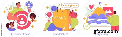 Brand Authenticity Flat Vector Illustration 14xAI