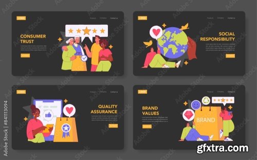 Brand Authenticity Flat Vector Illustration 14xAI