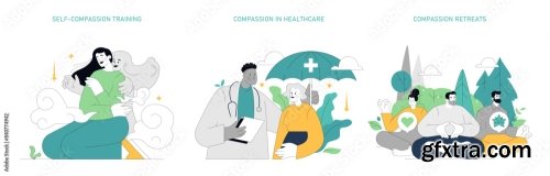 Compassion Focused Therapy Flat Vector Illustration 10xAI