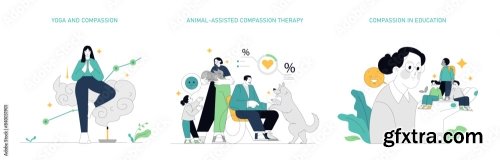 Compassion Focused Therapy Flat Vector Illustration 10xAI