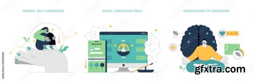 Compassion Focused Therapy Flat Vector Illustration 10xAI