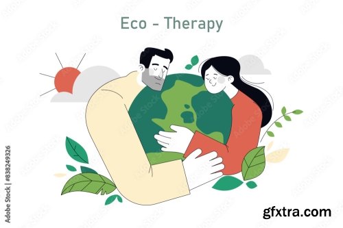 Eco Therapy Flat Vector Illustration 15xAI