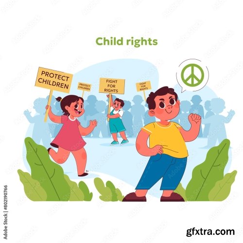 Child Rights Concept Vector Illustration 6xAI