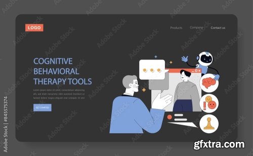 Ai In Psychology Flat Vector Illustration 14xAI