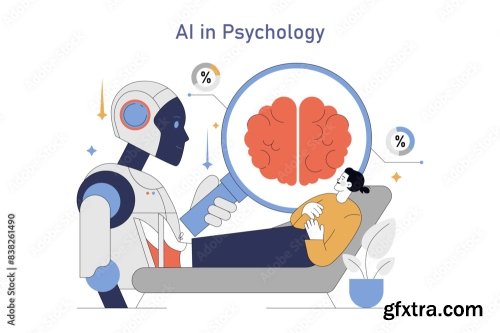 Ai In Psychology Flat Vector Illustration 14xAI