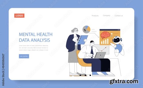 Ai In Psychology Flat Vector Illustration 14xAI