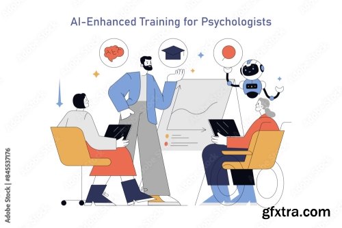 Ai In Psychology Flat Vector Illustration 14xAI