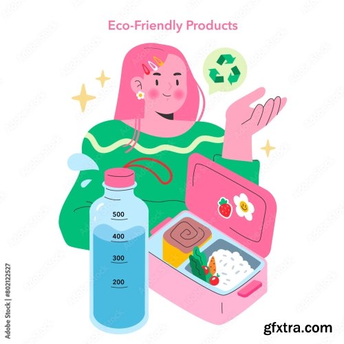 Eco Friendly Lifestyle Flat Vector Illustration 13xAI