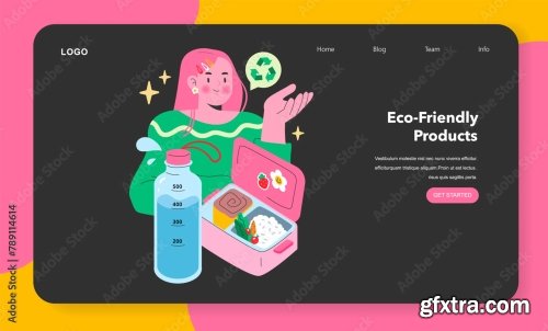 Eco Friendly Lifestyle Flat Vector Illustration 13xAI