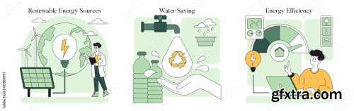 Eco Friendly Lifestyle Flat Vector Illustration 13xAI