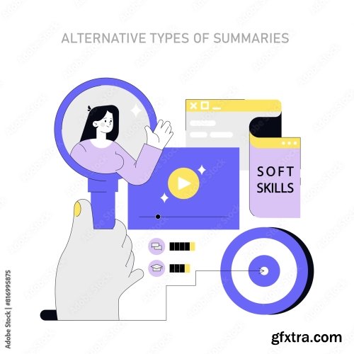 Alternative Types Summaries Flat Vector Illustration 18xAI