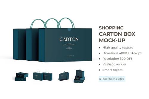 Carton Clothing Shopping Box PSD Mockup