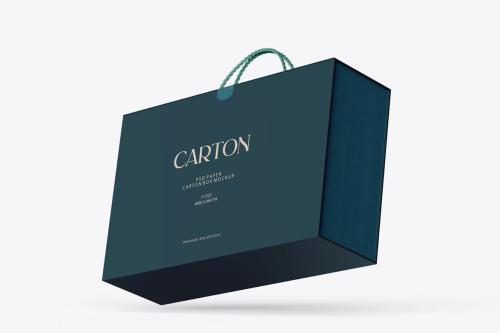 Carton Clothing Shopping Box PSD Mockup