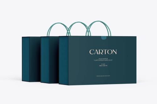 Carton Clothing Shopping Box PSD Mockup