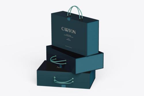 Carton Clothing Shopping Box PSD Mockup