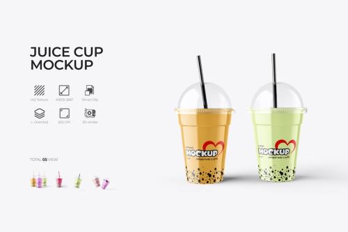 Smoothie Plastic Juice Cup PSD Mockup