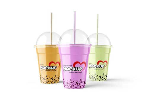 Smoothie Plastic Juice Cup PSD Mockup