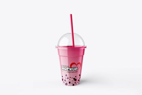 Smoothie Plastic Juice Cup PSD Mockup