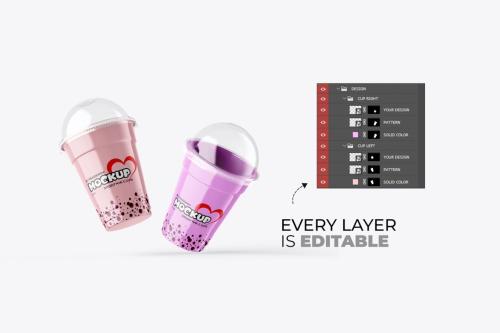 Smoothie Plastic Juice Cup PSD Mockup