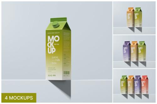 Juice Box Packaging Mockup Set