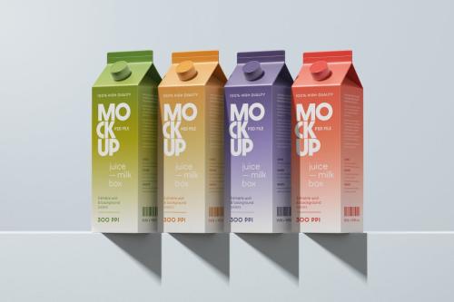 Juice Box Packaging Mockup Set